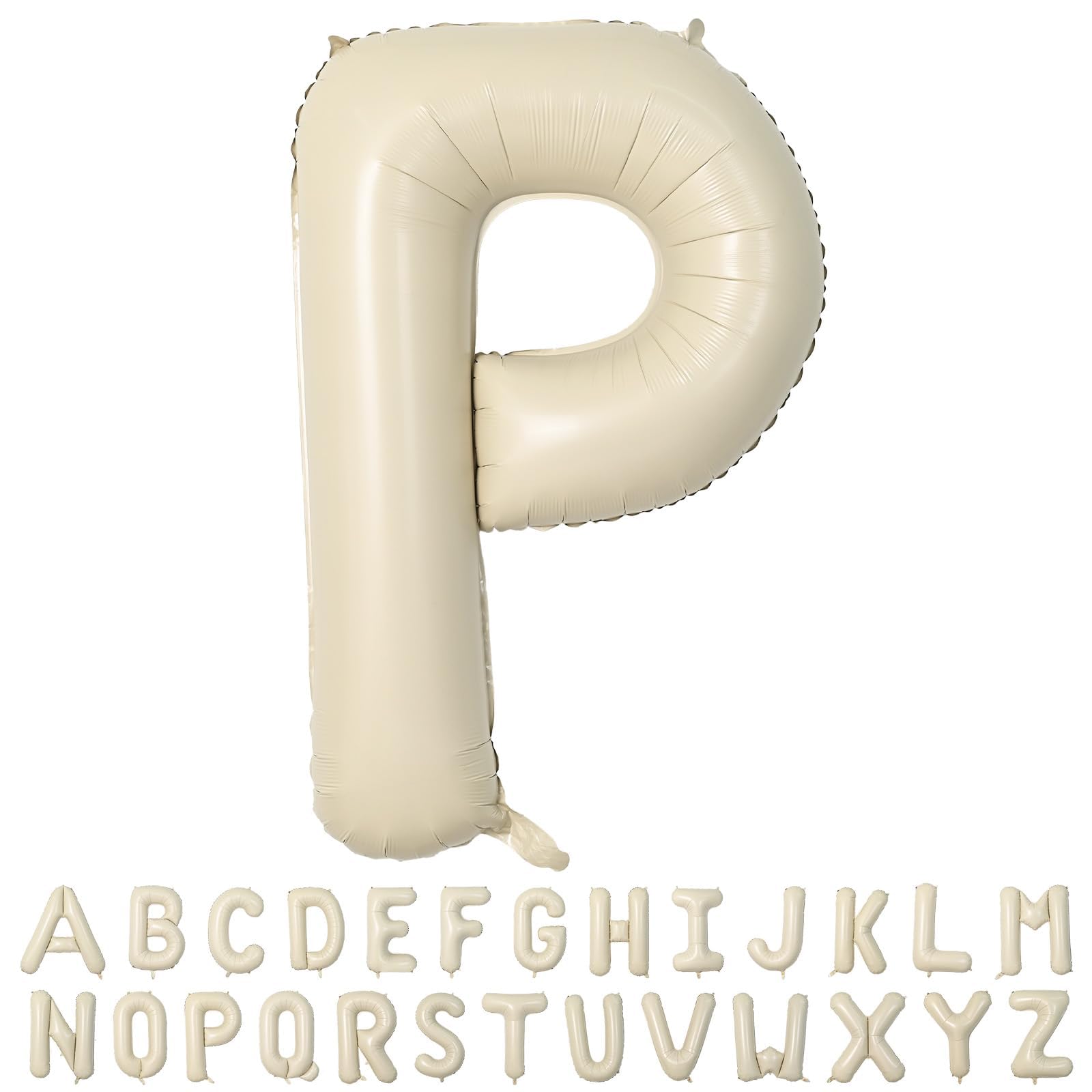 40 Inch Cream Letter Balloons, Large P Letter Balloons Foil Helium Balloons, Mylar Big Single Alphabet P Balloons, Cream Balloon