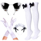 Girl Sweet Kawaii Costume Dress Anime French Maid Cosplay Furry Cat Ear Gloves Socks Set(Black L)