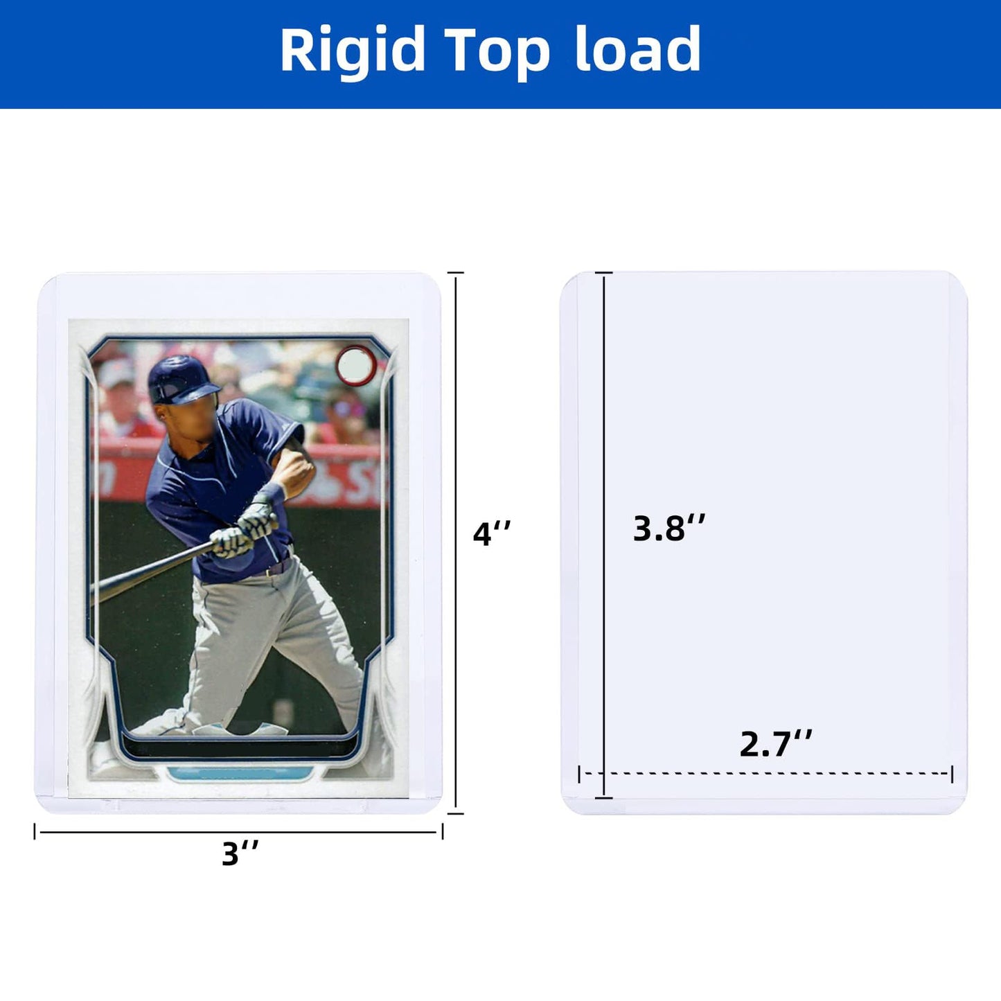 Arjiekwei 3'X4' Card Sleeves Hard Plastic, Baseball Card Protectors Hard Plastic, Premium Card Sleeves For Trading Cards, Card Holder For Sports Baseball Football Game Cards (100 Hard Sleeves)