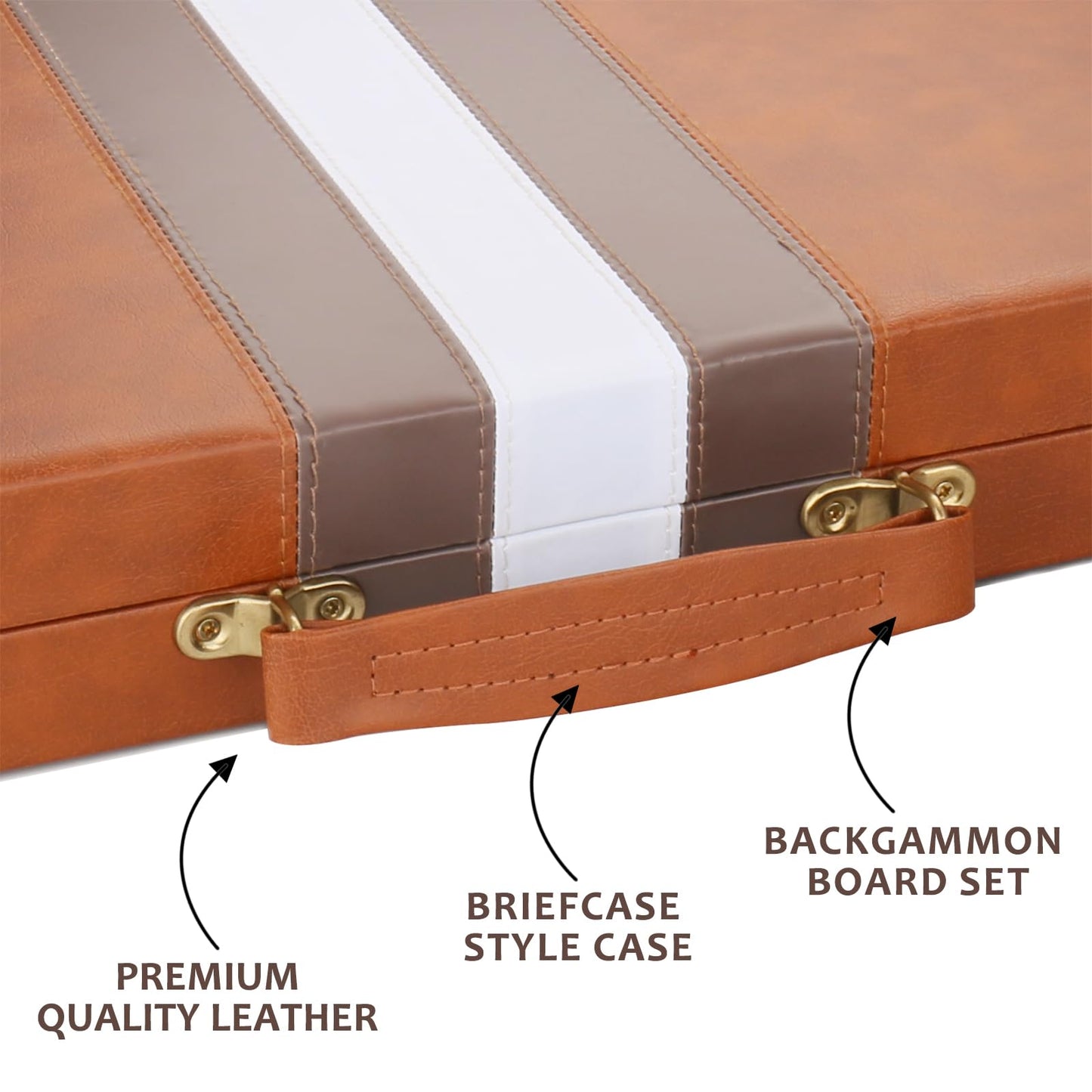 Backgn Set - Classic Board Game with enhanced Leather Case - Portable Travel Strategy Backgn Game Set for mature-themeds  Kids (11inch  Brown)