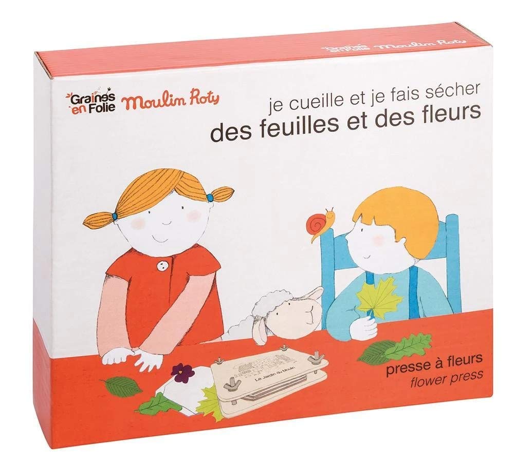 Moulin Roty Flower Press - MDF Wood Craft Tool, 7x7x7 inches, Model 712268