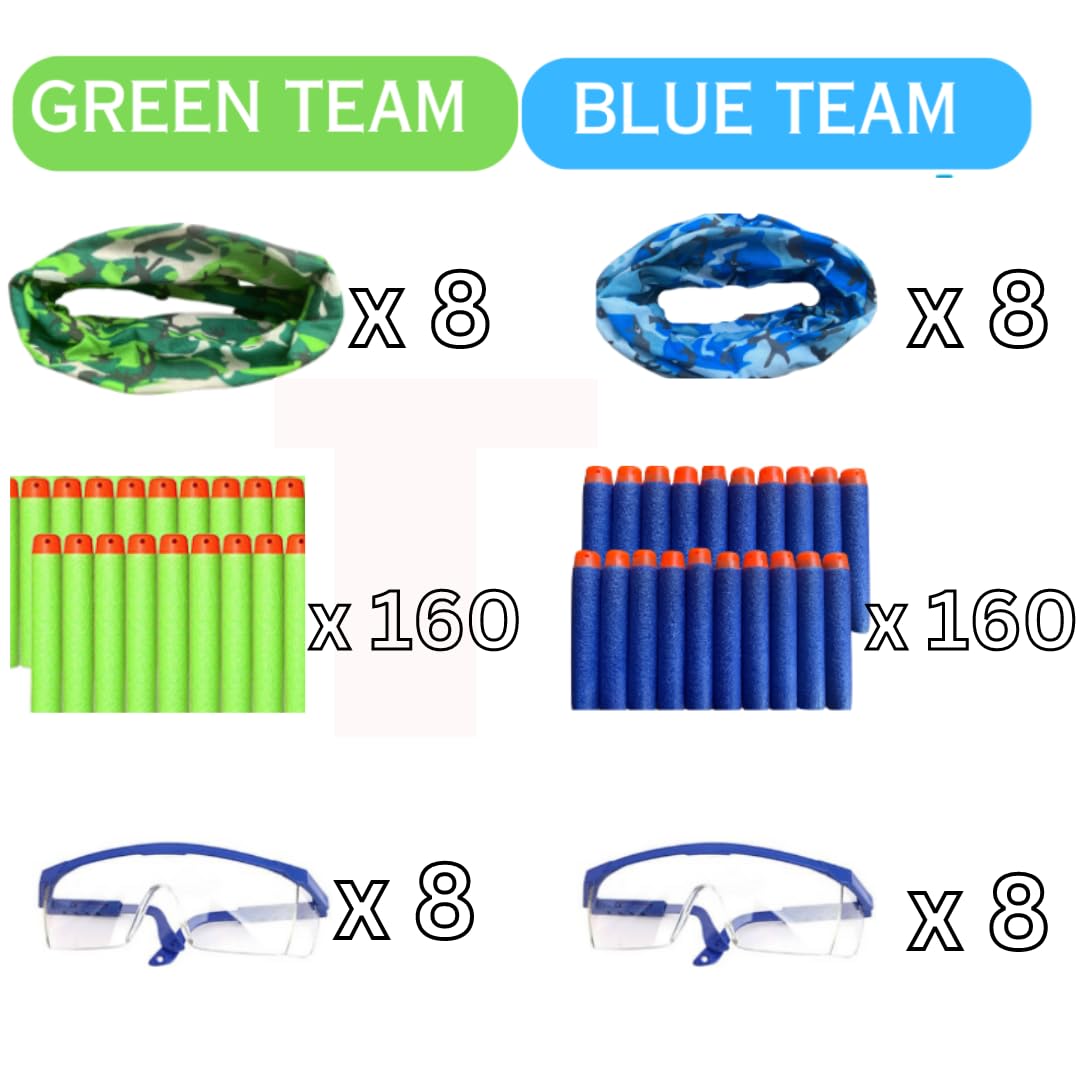 Wishery Accessories For Nerf Party Supplies, Nerf Party Favors - 16 Kids. Boys Nerf Gun War Birthday Bulk Pack. Set Of Darts, Glasses, Masks