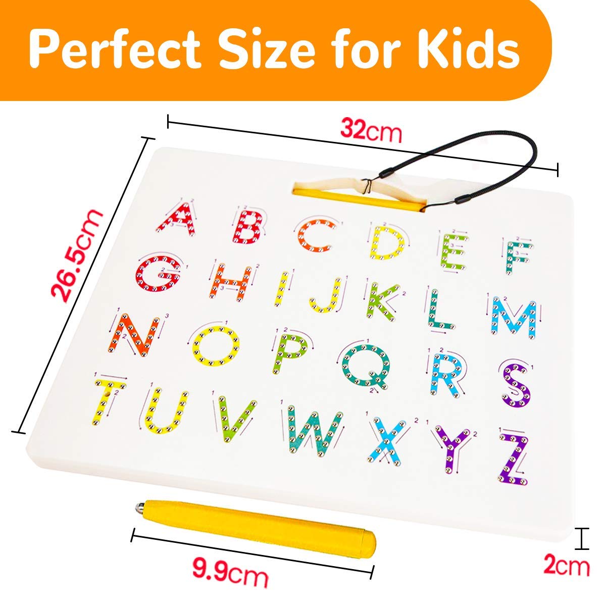 Cozybomb Double Sided Magnetic Letter Board - 2 In 1 Alphabet Magnets Tracing Board For Toddlers Abc Letters Uppercase & Lowerca