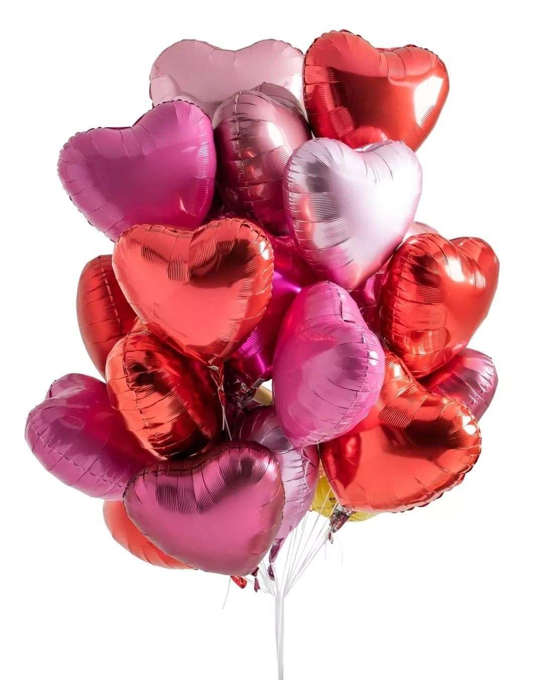 Lovoir 10 Pcs Red Pearl Pink Heart Shape Foil Mylar Balloons 18 Inch Love Balloons For Valentine'S Day Birthday Party Decoration