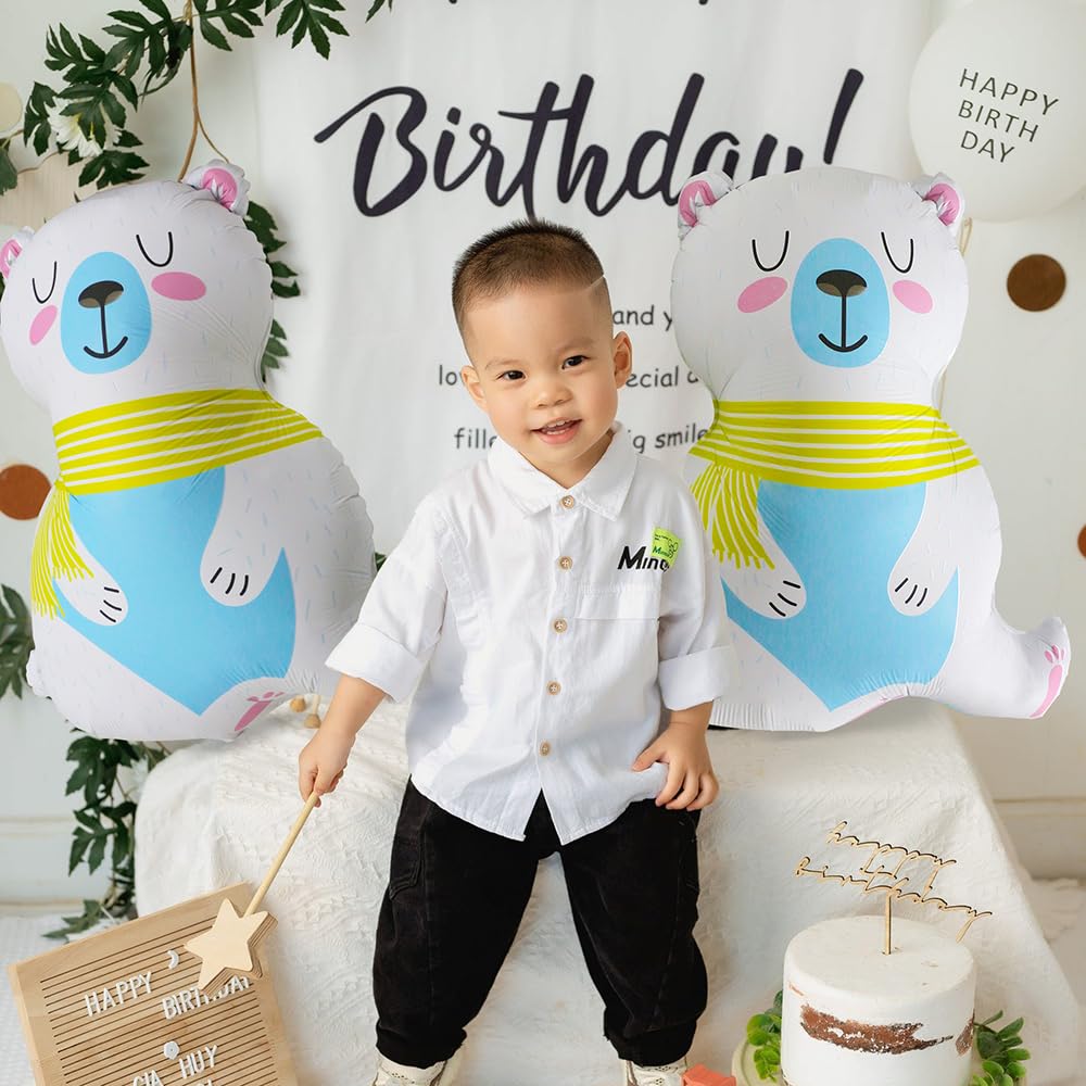 Giant Polar Bear Balloon Winter Animal Balloon For Birthday Supplier Bridal Baby Shower Wedding Decorations, 4 Pack Wild One Jun