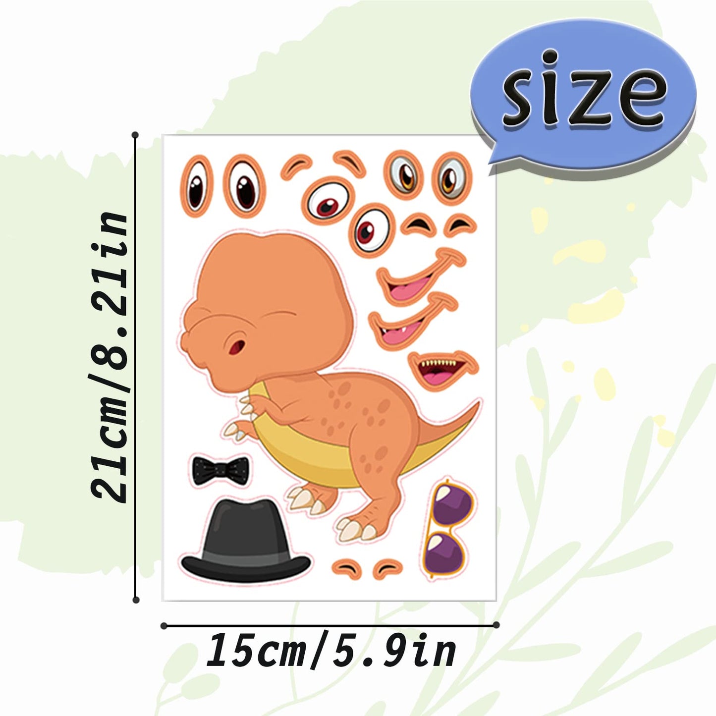 24 Sheets 8.27''  5.9'' Make Your Own Stickers For Kids Toddlers, Make A Face Stickers Mix And Match With Unicorns Dinosaur Hors