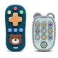 HippoBaby 2-Pack Silicone Teethers - Remote Control & Phone Teething Toys with Popper Buttons  BPA-Free  CPC Certified Baby Essentials for Infants & Toddlers (Remote/Phone - Dark Blue/Grey)