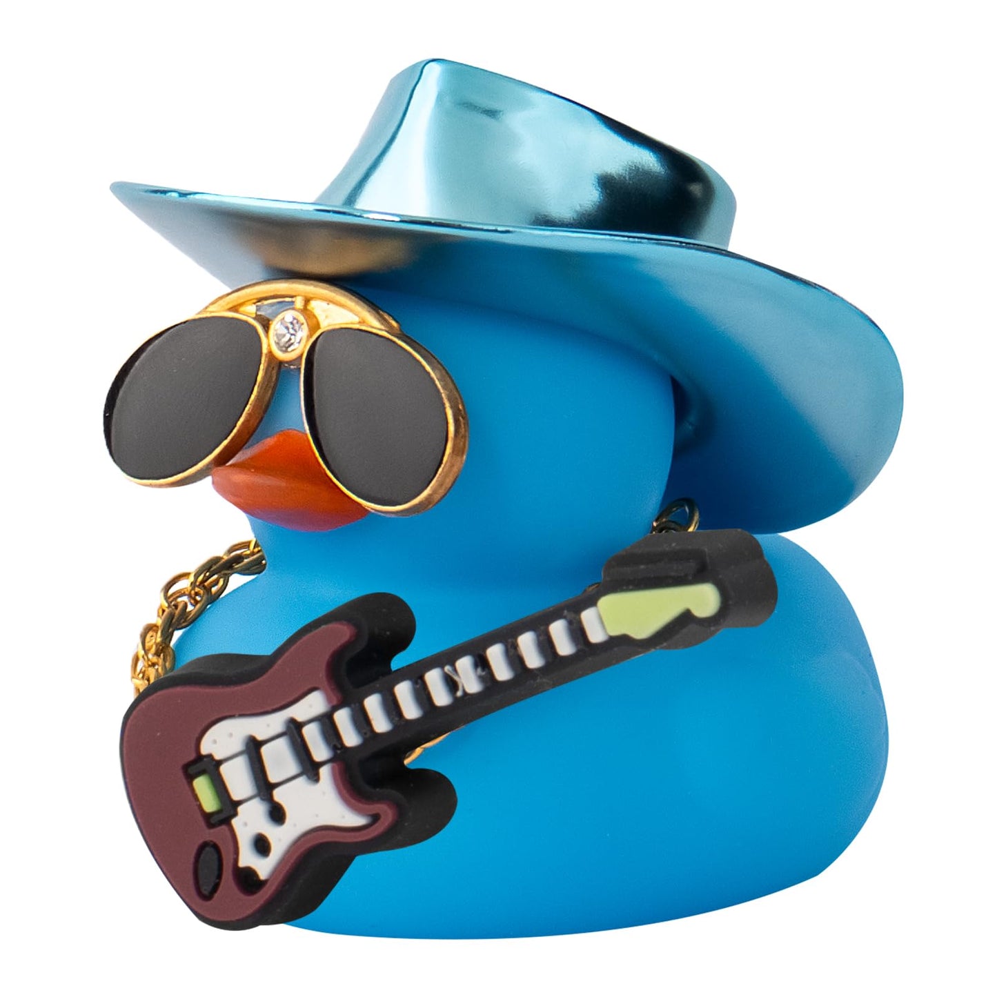 wonuu Car Decorations Laser Cowboy Hat Rubber Ducks, Dashboard Rubber Ducky for Car Ornament Cute Duck with Hat, Glasses, Neckla