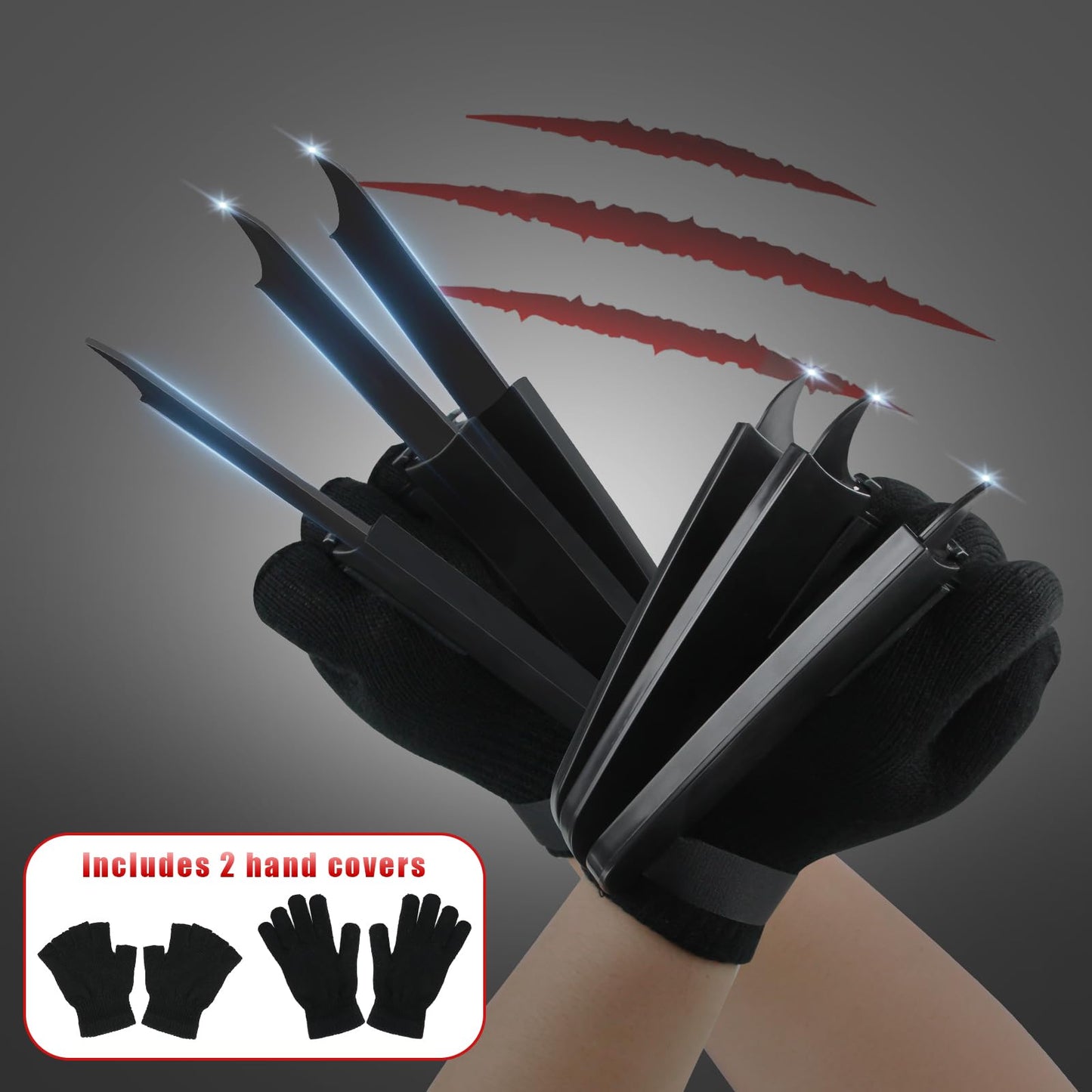 2 PCS Wolf Claws  New Upgrade Wolf Claws with Retractable Function  3D Cosplay Wolf Claws for Kids mature-themed with Gloves  Halloween Party Decoration Accessory Fits Most Finger Sizes - Black
