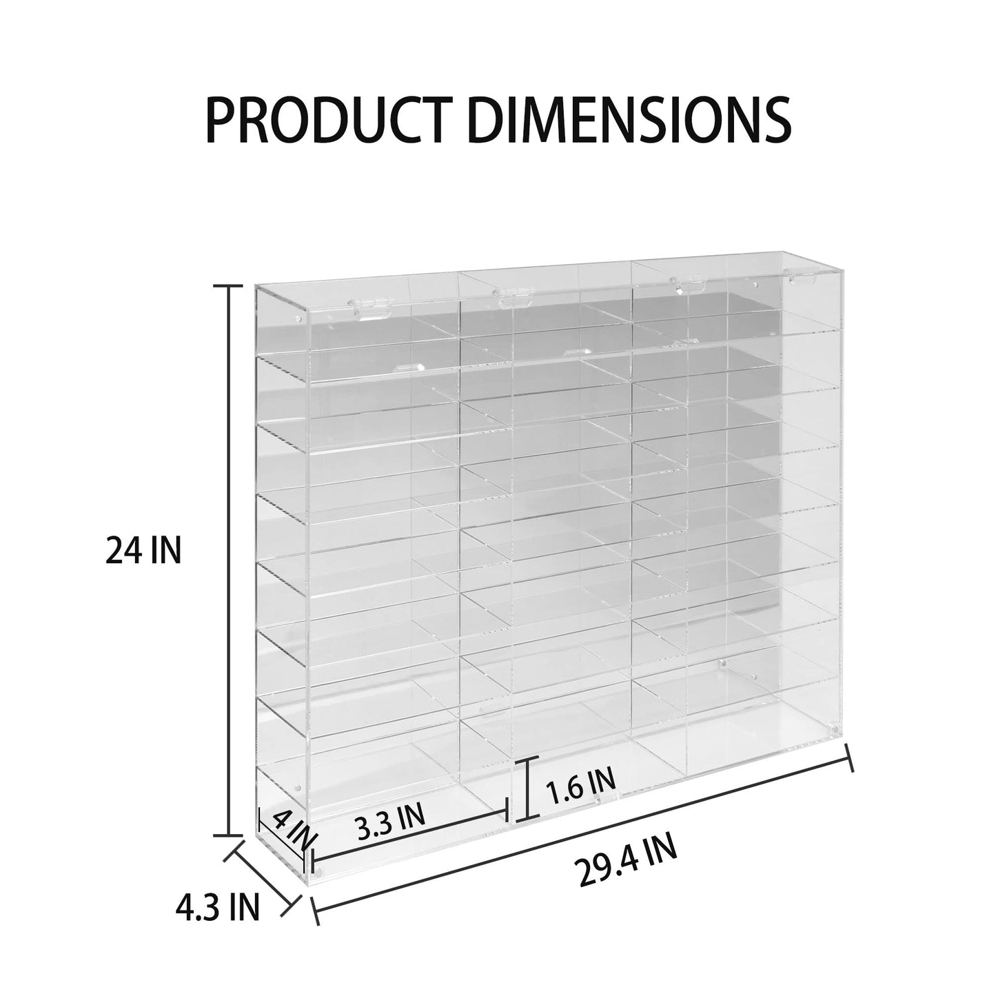 Hot Clear Acrylic Display Case For 1:24 Scale Diecast Toy Model Cars Wheels Storage Showcase, 24 Compartments, Ahw24