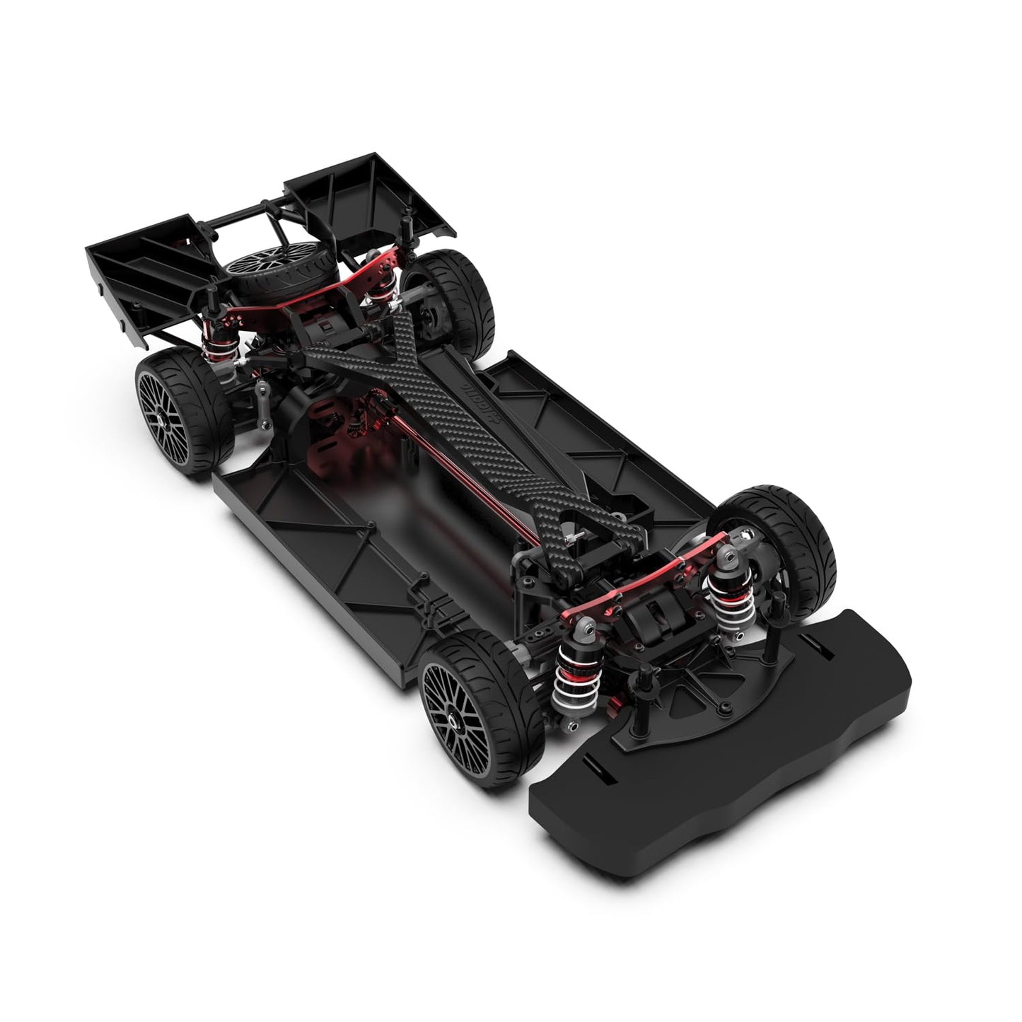 AMORIL 1/10 Metal On-Road Drift Car Roller,4 Wheel Drive Racing Supercar Roller,Electric Touring Car Chassis Frame Body with 4 W