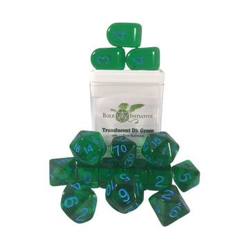 Role 4 Initiative R4I Dice W/ Arch'D4: Translucent - Dark Green W/ Light Blue (15)