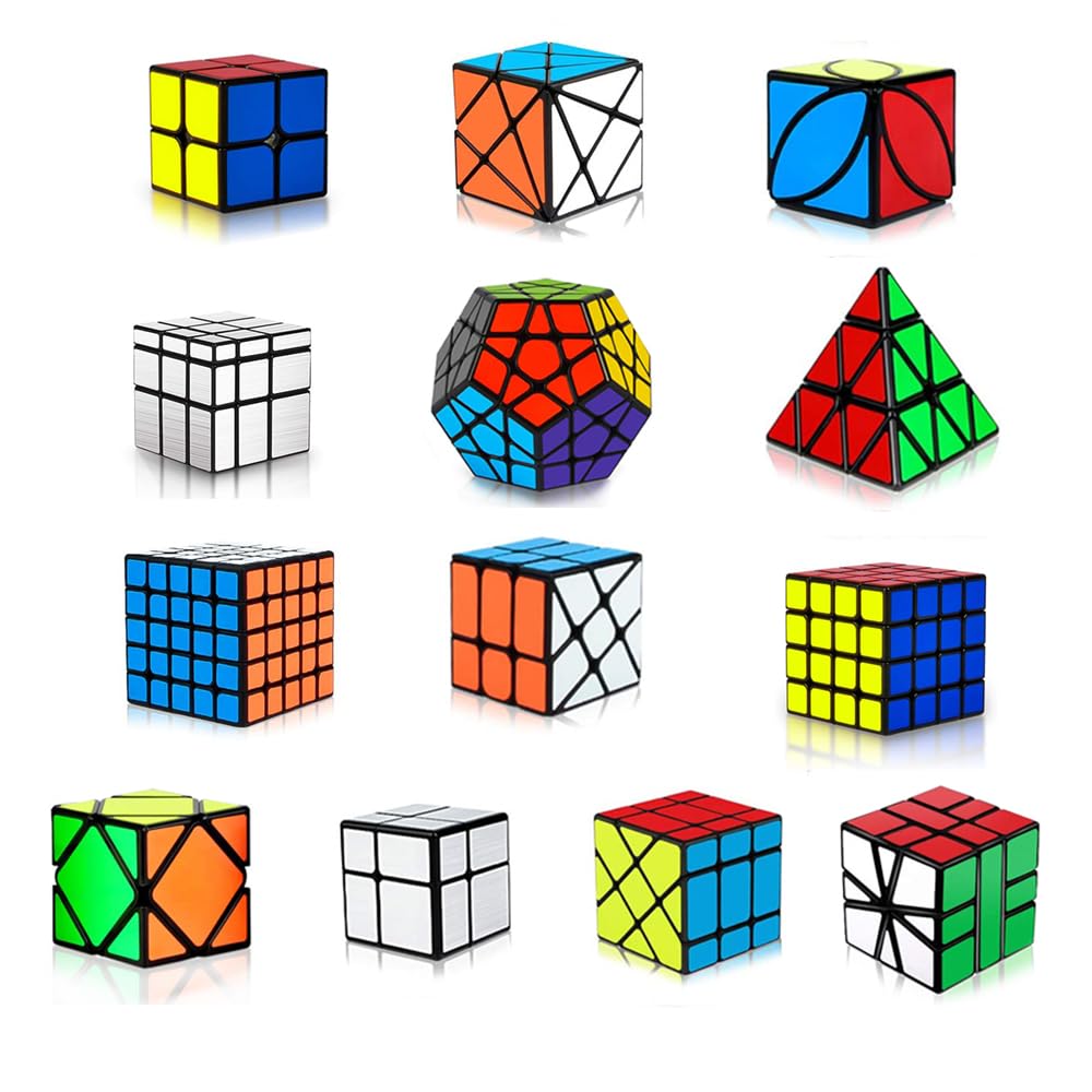 Speed Cubes, [13Pack] Speed Cube Set - Megaminx Mirror Pyramid Fluctuation Angle Wheel Square King Puzzle Cube Collection Speed Cube Bundles For Kids& Adults