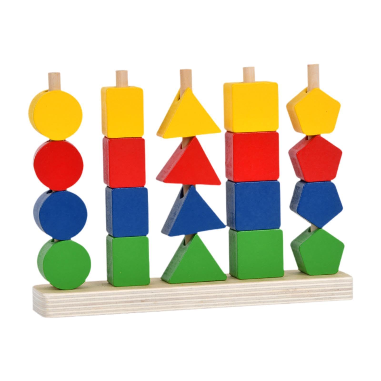 Merishopp Montessori Toys Set Learning Activities Playing Wooden Beads Sequencing Toys