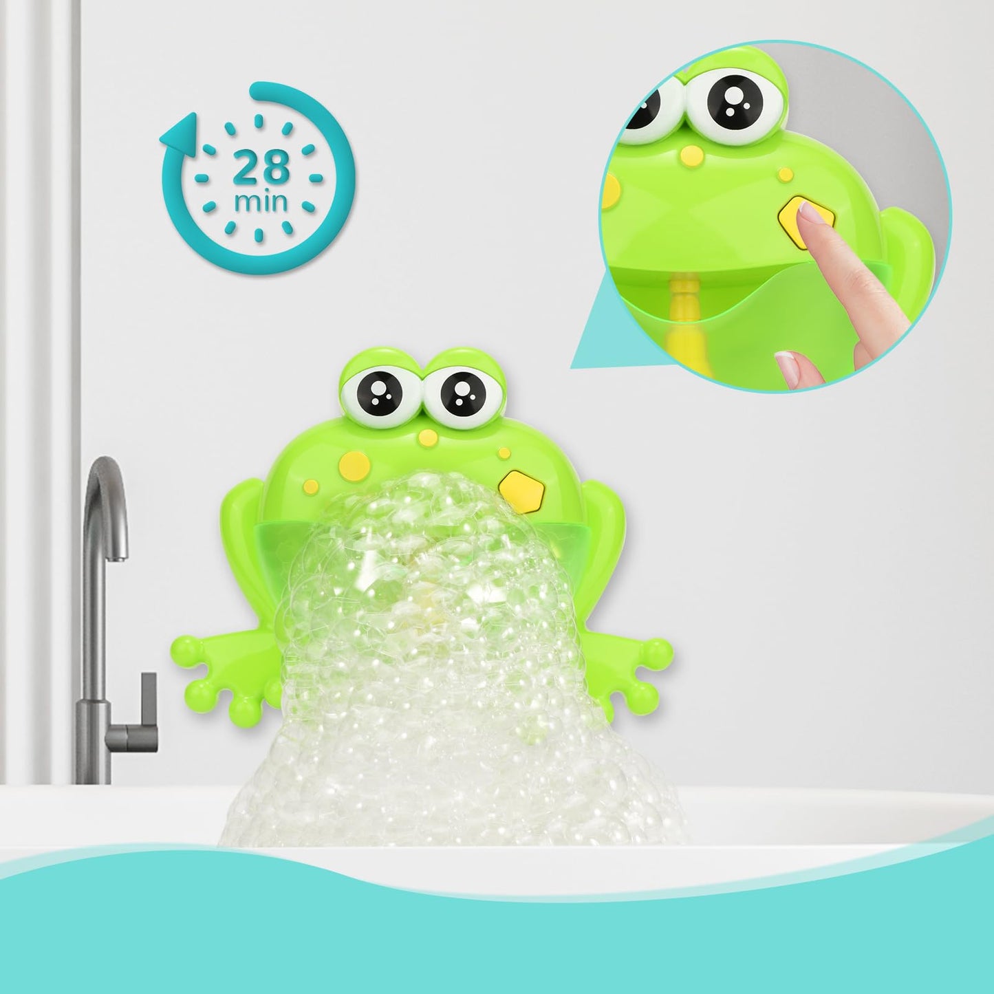 Henggl Light Up Baby Bath Bubble Toys,Tub Big Frog Automatic Bubble Maker Blower Toys With 24 Music Baby Fun Shower Toys, For Boys, Girls(New 2024)