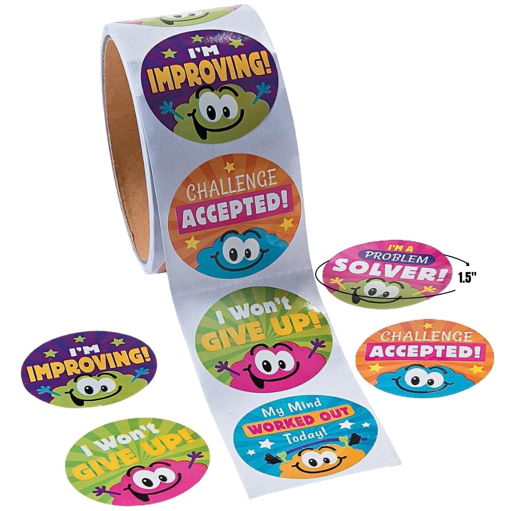 Fun Express Growth Mindset Stickers - 1 Piece - Educational and Learning Activities for Kids