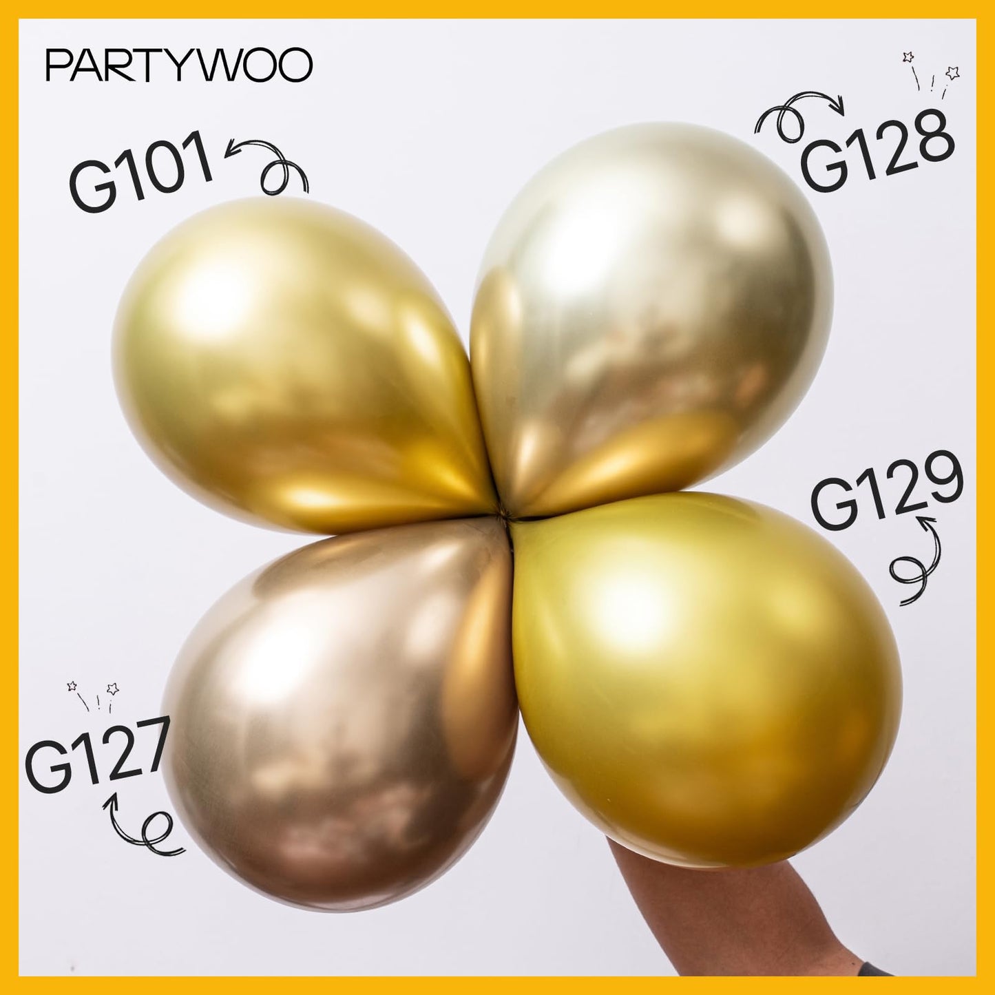 Partywoo Metallic Gold Balloons, 140 Pcs Gold Metallic Balloons Different Sizes Pack Of 18 Inch 12 Inch 10 Inch 5 Inch Gold Balloons For Balloon Garland Or Balloon Arch As Party Decorations, Gold-G101