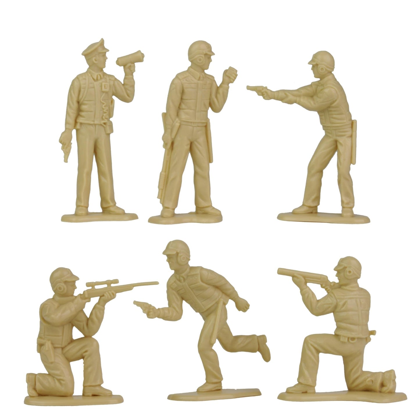 Tim Mee Toy SWAT Army Men - 24 Plastic Figures, Small Size, Tan & OD Green, Model TM-67850, US Made