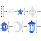 Blue-Silver Ramadan Star-Moon Party-Decorations Garland - 12pcs Twinkle Little Star Hanging Decoration Streamers Swirl Lantern,