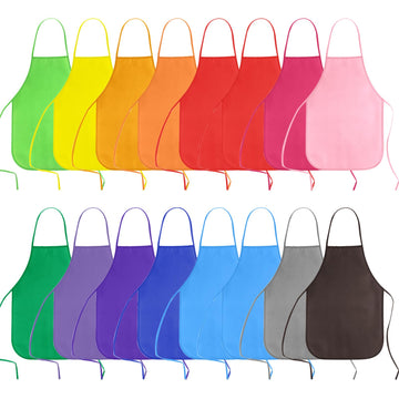 Kuuqa 16 Pack Kids Art Aprons Children Painting Aprons Art Smocks Bulk For Craft Home Kitchen Classroom