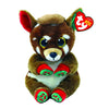 Ty Beanie Bellies Reindeer Juno Plush Toy, Brown, 20cm, Soft Polyester, Gold Glitter Eyes, Model 41040