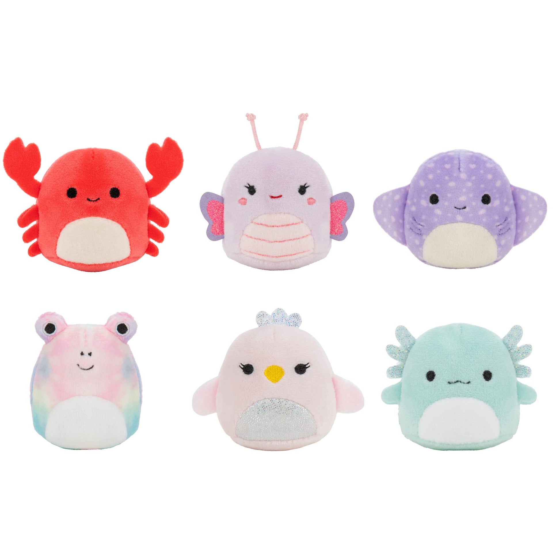 Squishville by Original Squishmallows Summer Squad - 2-Inch Anastasia, Aziza, Brenda, Suneetha, Carlito, & Carlos Plush - Toys f