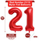 LHOAVWE 40 Inch Red Foil Mylar Number 21 Balloons - Jumbo Aluminum Birthday Party Decorations