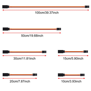Aceirmc 30Pcs 3-Pin Servo Extension Cable Cord Female To Male Lead Wire Connector Jr For Rc Car Airplanes Remote Control (6 Size