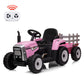 Nasitip 12V Kids Battery Powered Electric Tractor With Trailer, Toddler Ride On Car W/Remote Control/ 7-Led Headlights/ 2+1 Gear
