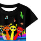 Ajajvoe Boys Girls Sprunki Pants Set Kids Sprunki Tee Shirt 2Pcs Novelty Short Sleeve Clothes Outfit Black
