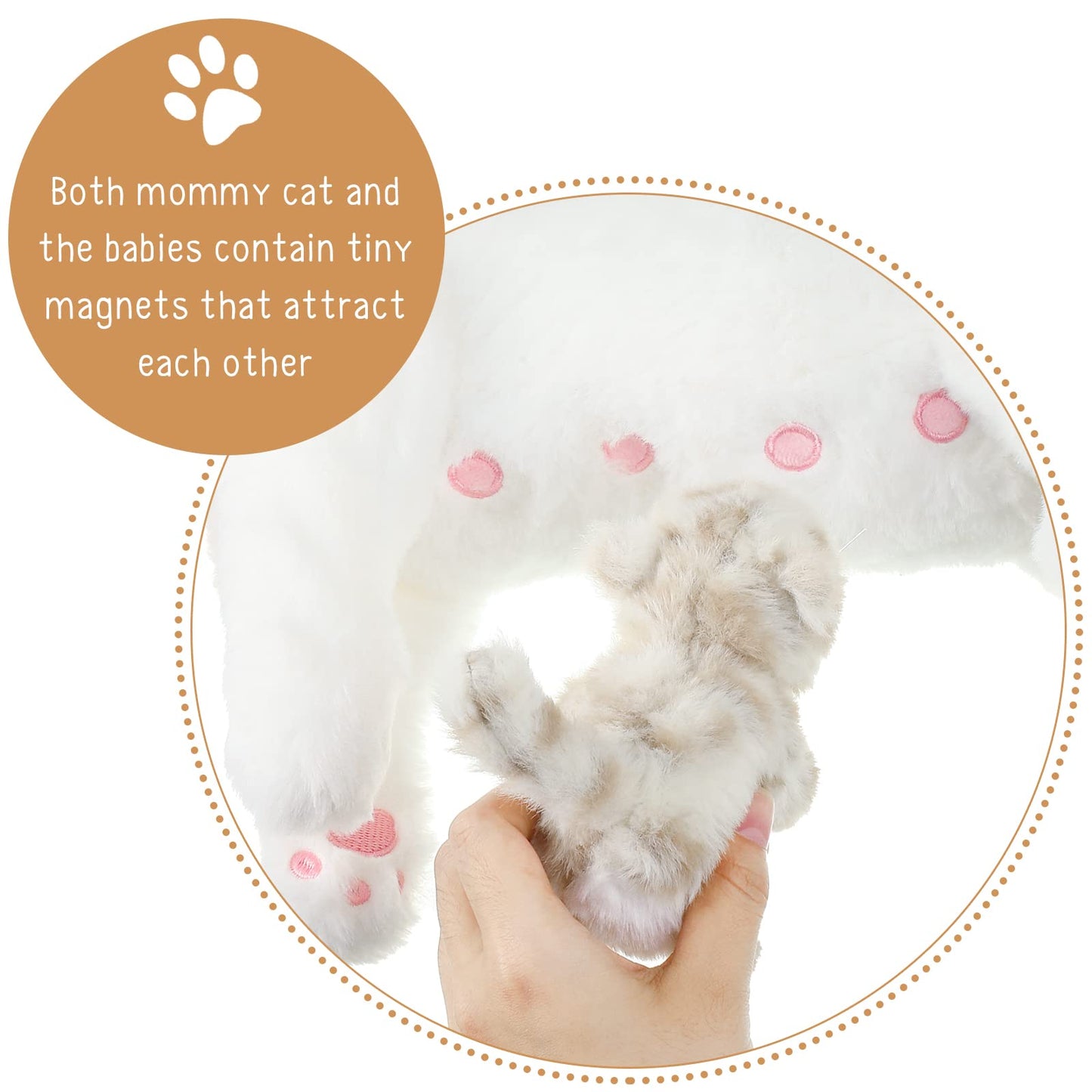 Skylety Nurturing Cat Stuffed Animal With 4 Plush Kittens, Cat Baby Stuffed For Girls And Boys Plushy Mommy Kitty With Baby Kittens For Birthday Party Favors Gifts(Lovely Style)
