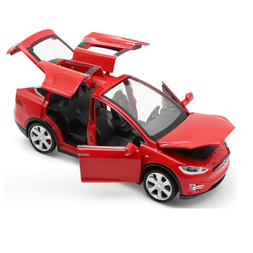 Gidoyi Toy Car Model X, Pull Back Car Toys Alloy Vehicles With Lights And Sound 1:32 Scale Model Car (Red)
