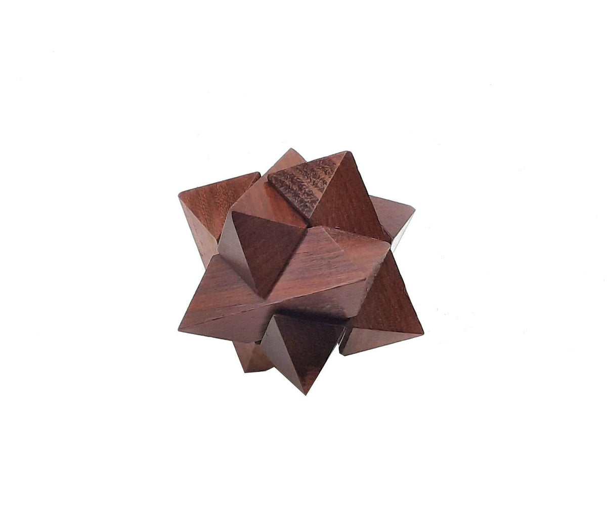 Khan Handicraft Handmade Wood Star 3D Puzzle Game with 6 Pieces Great for Adults 3 x 3 x 3