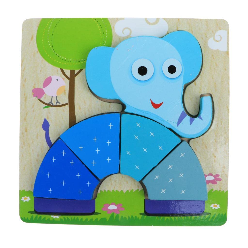 CALANDIS?Cartoon Cognitive Wooden Jigsaw Puzzles Kids Baby Educational Toy Elephant | Preschool Toys & Pretend Play