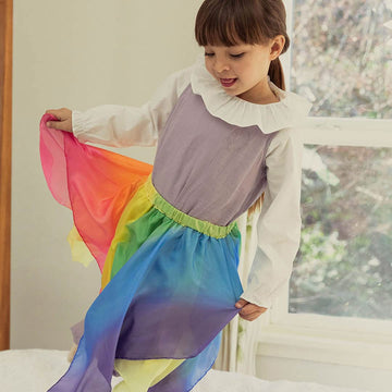 Rainbow Skirt By Sarah'S Silks, 100% Silk, 28' Long Fairy Costume For Kids And Toddlers | Bright Colored Waldorf Dress Up Toys For Imaginative Play