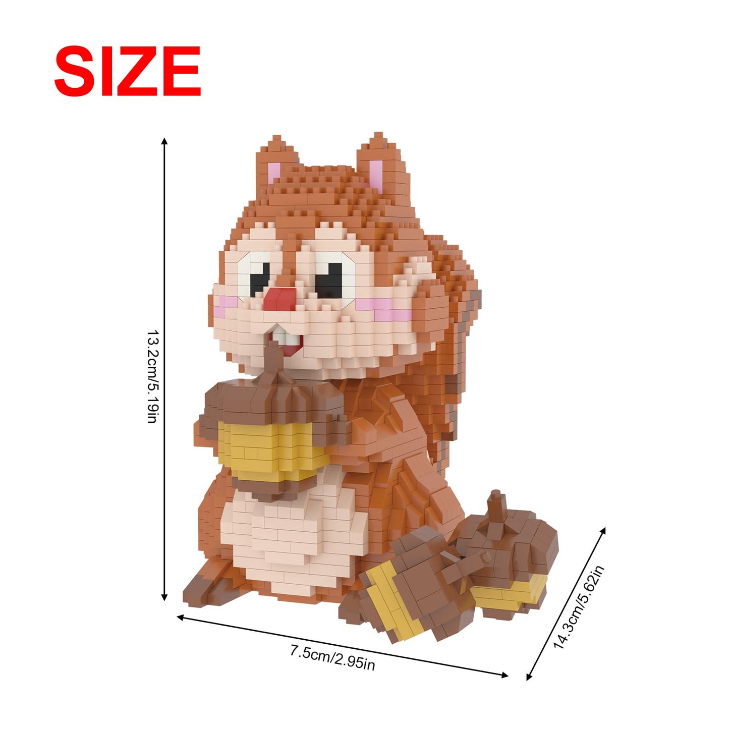 Larcele Animal Series Micro Building Blocks Animal Set, Diy Mini 3D Building Toy Bricks Kit,1449 Pieces Kljm-07 (Squirrel)