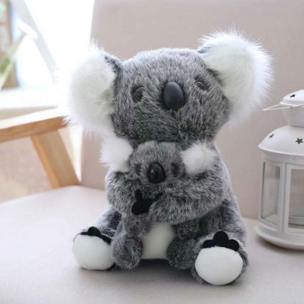 11 Inch Mum And Baby Koala Plush Toy Stuffed Animal Toy Plush Animal Doll (Grey)