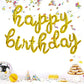 Toniful Gold Happy Birthday Balloons Banner,Cursive Happy Birthday Balloons Gold Birthday Decorations Gold Mylar Foil Birthday B