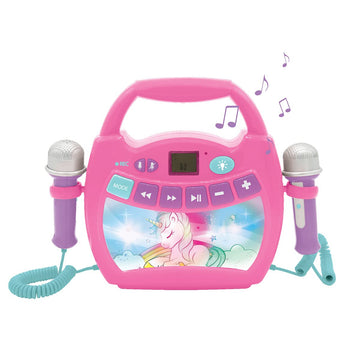 Lexibook Unicorn - Portable Karaoke Digital Player For Kids - Microphones, Light Effects, Bluetooth, Record And Voice Changer Fu