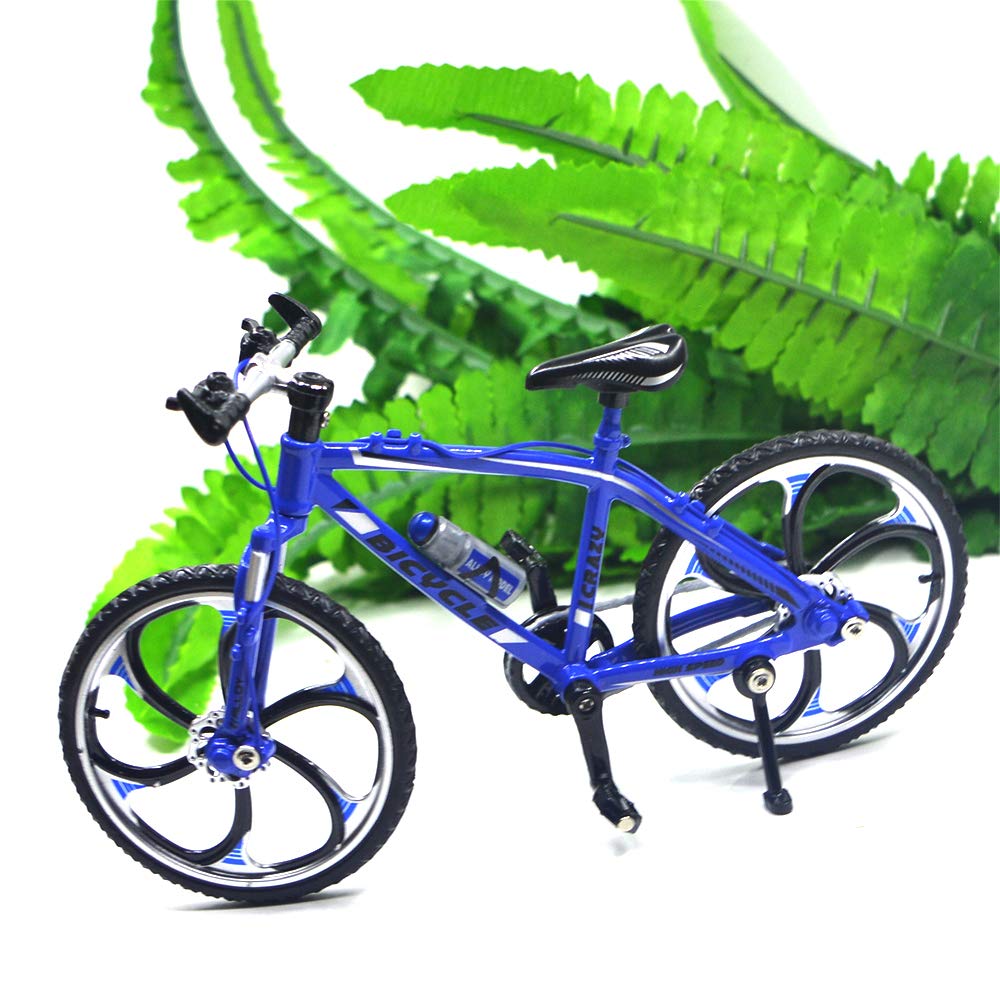 Ailejia Finger Racing Bicycle Mountain Bike Cake Topper Mini Dirt Bike Bicycle Model Cool Boy Toy (Racing Bike Blue)