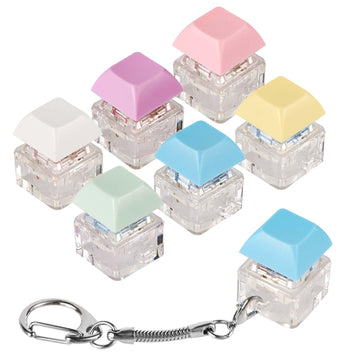 6pcs Keyboard Fidget Toy, Clicky & Silent Fidget Keyboard Keychain Multicolored Mechanical Keyboard Fidget Funny Button Fidget T