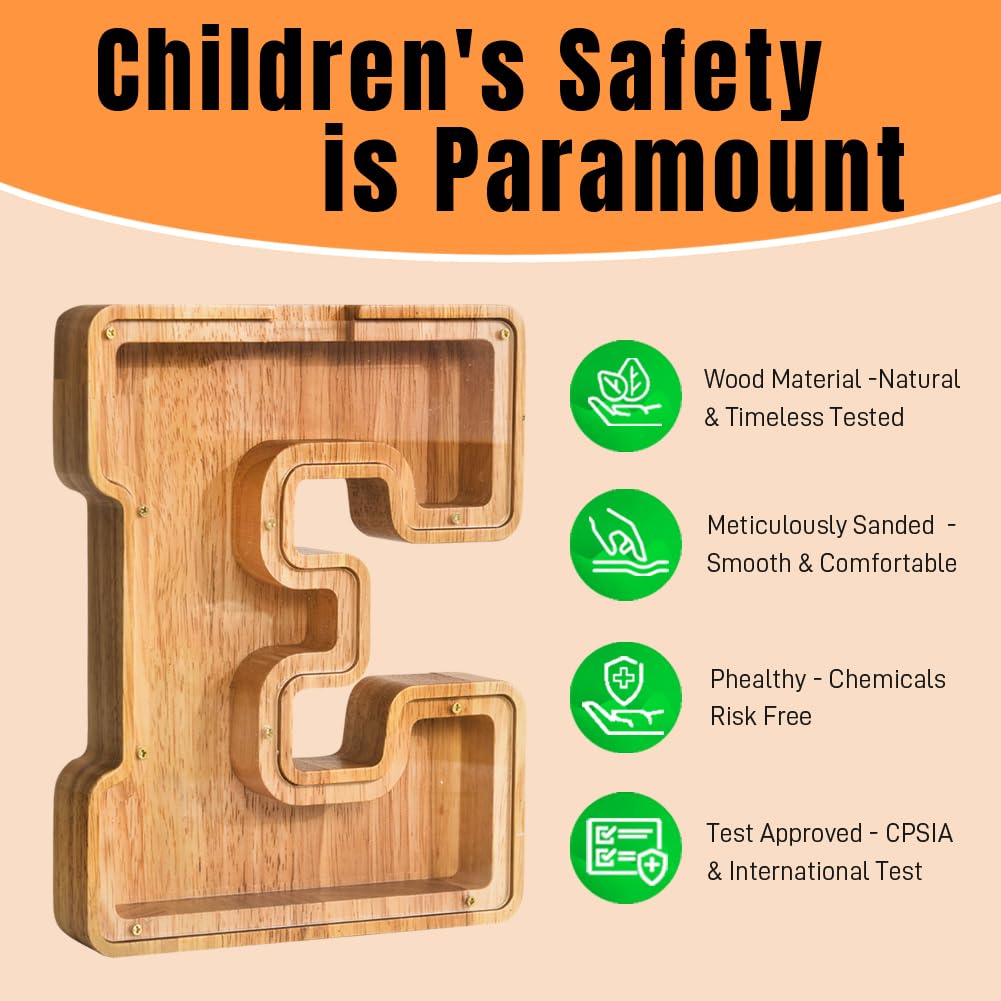 Letter Piggy Bank Primrend Personalized Wooden Money Coin Cash Saving Bank For Boys Girls Kids Toddler Gifts For Birthday|Christ