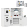 Costzon Corner Kids Kitchen Playset, 2-Piece Wooden Toy Kitchen Set and Washing Basin with Microwave, Ice Maker, Range Hood, Sto