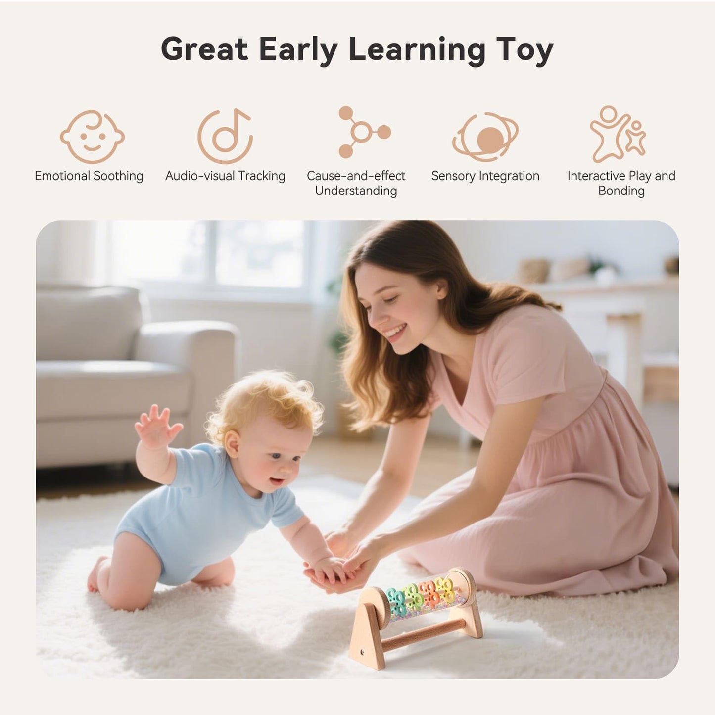 IEATFO Rain Stick Toy with Stand - Sensory Sound Training Tool for Kids, Tummy Time Musical Instrument for Infant Development |