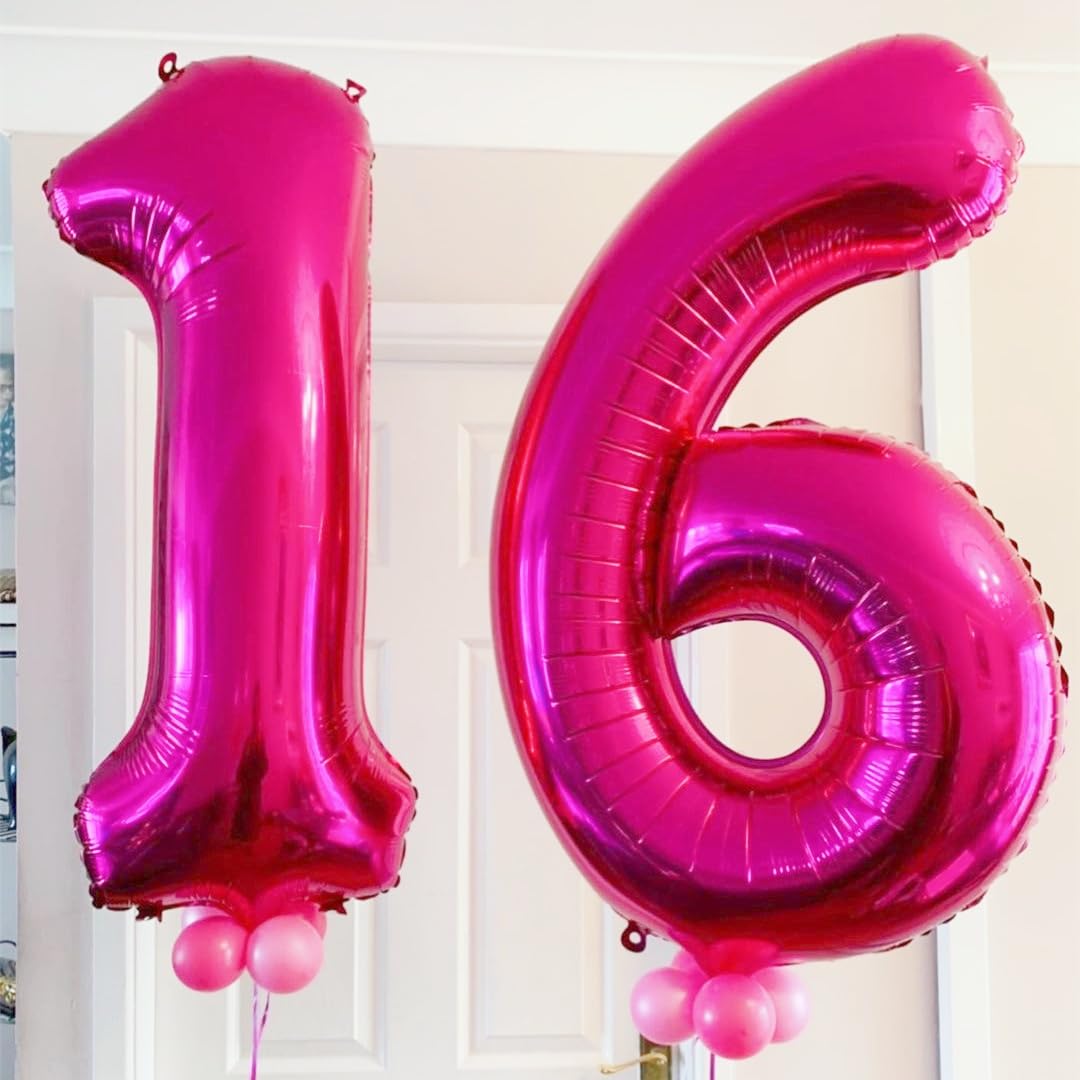 6 Balloon Number Hot Pink 6 Birthday Balloon 40 Inch Foil Mylar Large 6 Balloon Numbers For Birthday Party Anniversary Festival