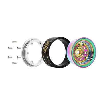 Injora 1.0 Beadlock Wheel Rims Black Coating Brass Rims For 1/24 1/18 Rc Crawler Car Axial Scx24 Ax24 Trx4M Fcx24, 39G(Rainbow)