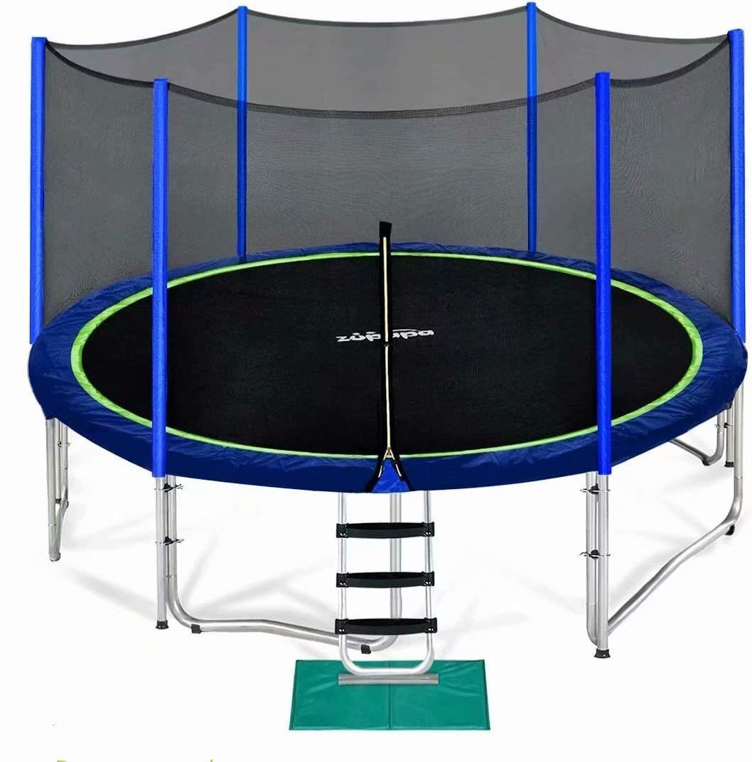 Zupapa No-Gap Design 16 15 14 12 10 8Ft Trampoline For Kids With Safety Enclosure Net Outdoor Backyards Trampolines With Non-Sli