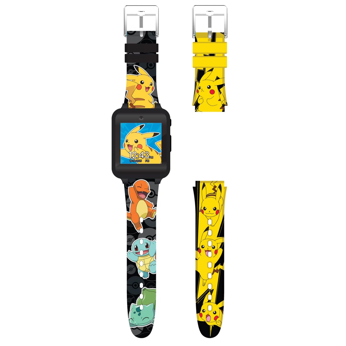 Accutime Pok  Mon Interactive Kids Smartwatch With Touchscreen, Interchangeable Pikachu & Friends Straps, Built-In Camera, Games