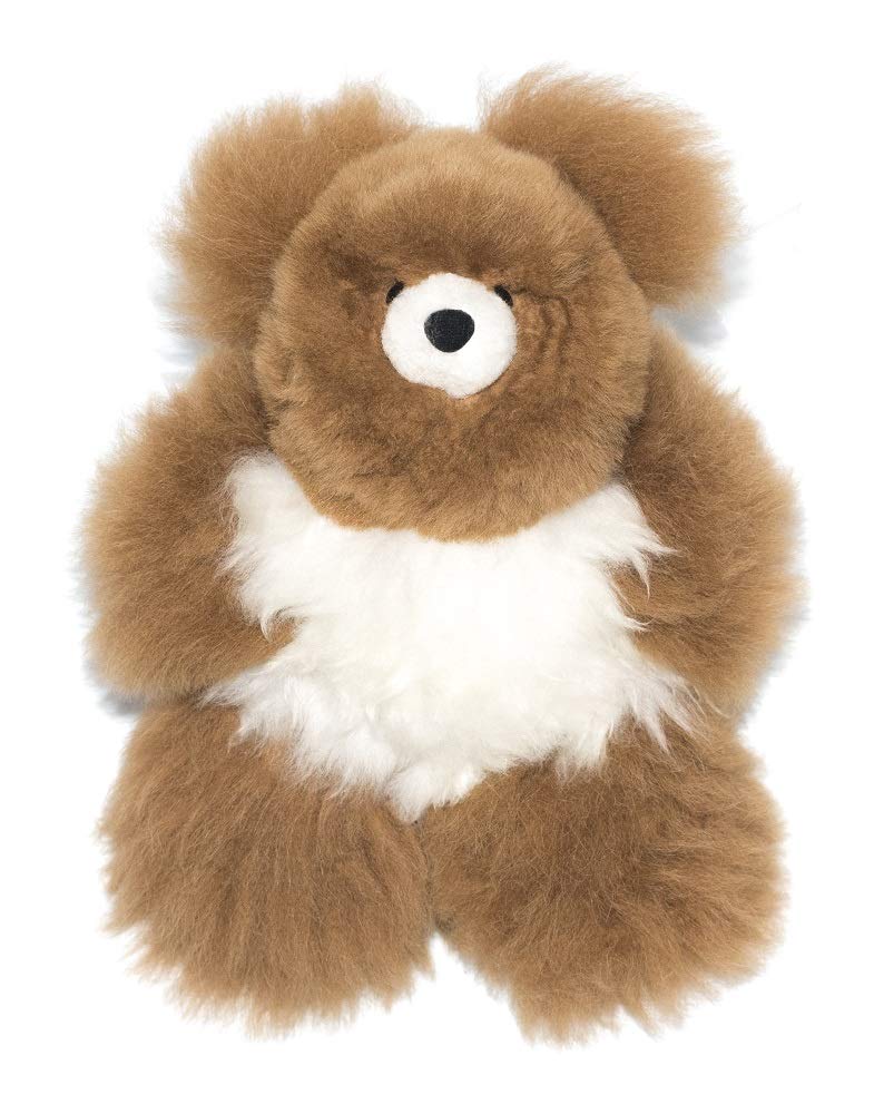 AlpacaNext Soft and Cuddly Baby Alpaca Teddy Bears - 9 inch. enhanced Alpaca Stuffed Animal Handmade on Genuine Alpaka Fur. Cute Bear (9 inches  Brown & White)