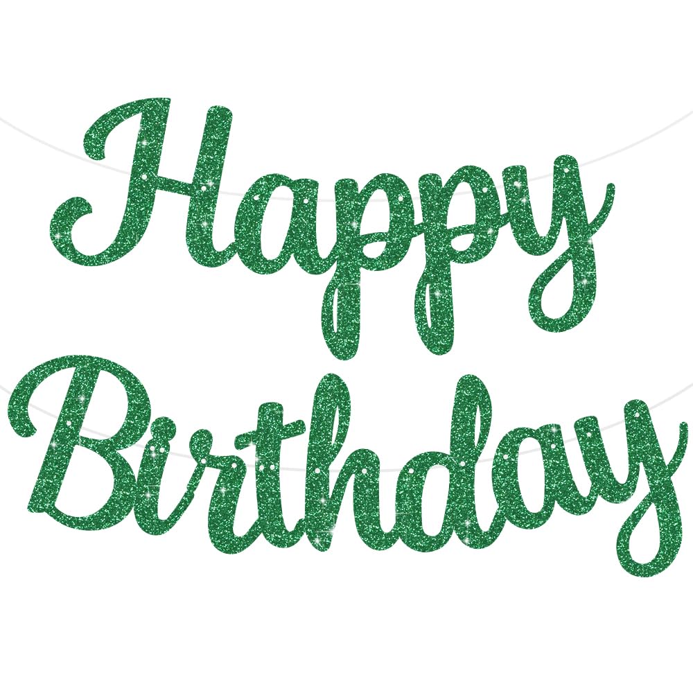 Beishida Green Happy Birthday Banner - No Diy,10Feet,Pre-Strung-Glitter Happy Birthday Sign, Happy Birthday Garland,Happy Birthd